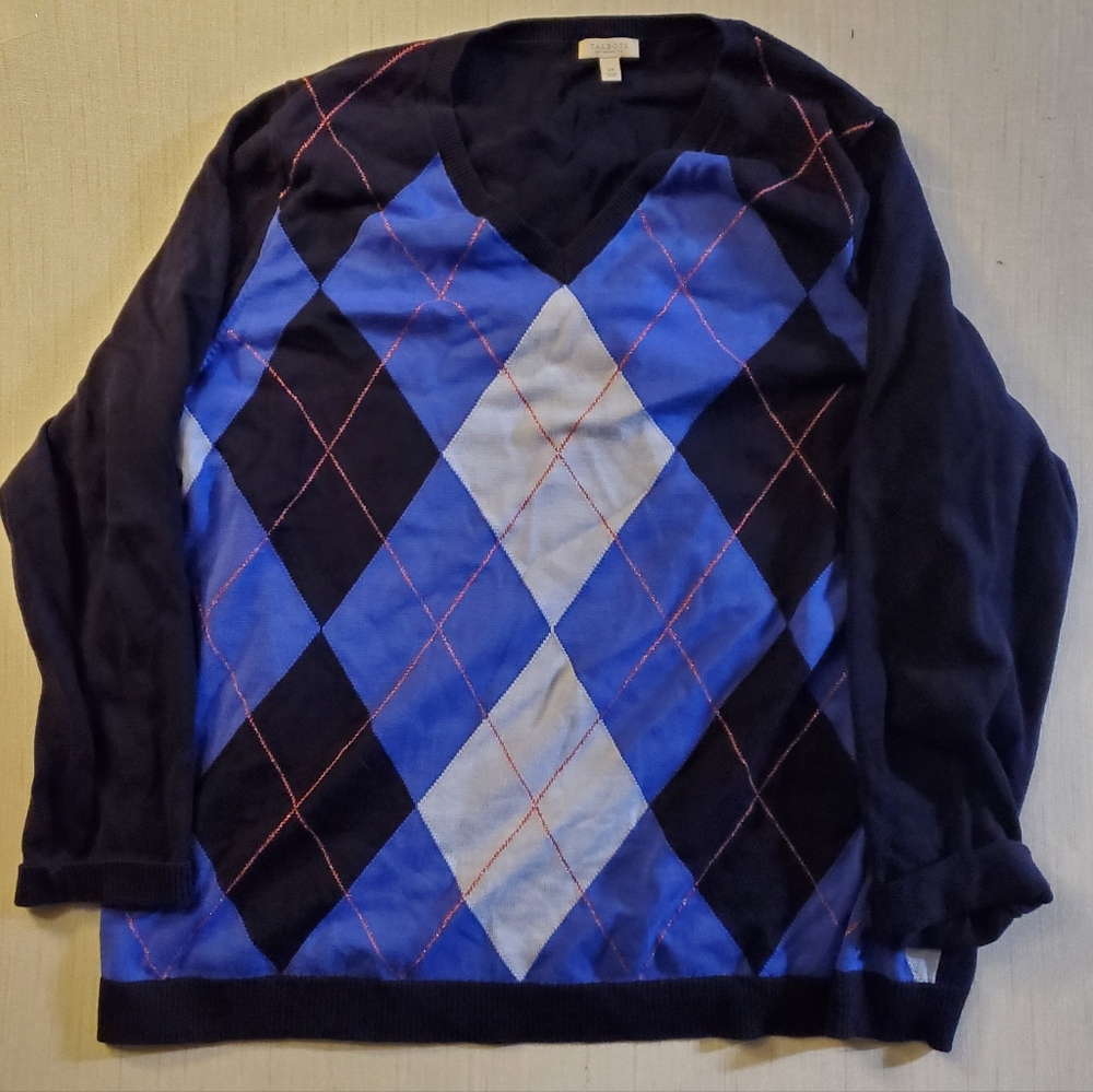 Talbots argyle women's V-neck sweater size 2x